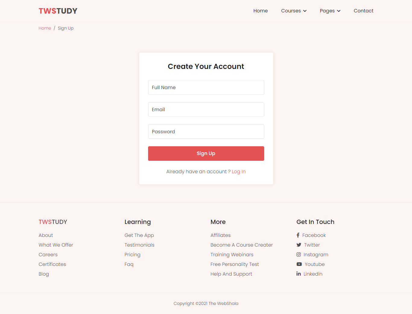 Sign Up Page Project